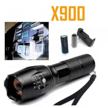 LANTERNA TATICA X900 PROFISSIONAL LUZ DE LED ALTA LUMINOSIDADE C/ CARREGADOR