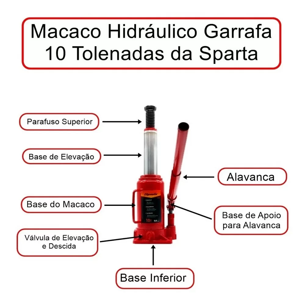MACACO HIDRAULICO TIPO GARRAFA 10 TON - SPARTA