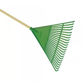 VASSOURA RASTELO ANCINHO PLASTICA VERDE COM CABO (FJ-1011) TRAPP