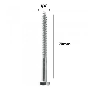 PARAFUSO SEXTAVADO ROSCA SOBERBO 1/4X70MM ZB (CX 100 UNIDADES)