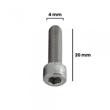 PARAFUSO ALLEN C/ CABECA CILINDRICA 4 X 20MM MA ACO INOX ( CX 100 UNIDADES)