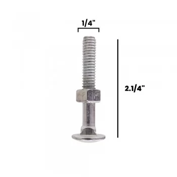 PARAFUSO FRANCES C/ PORCA SX 1/4 X 2.1 /4 UNC ZINCADO BRANCO (CX 100 UNIDADES)