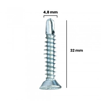 PARAFUSO BROCANTE CABECA CHATA 4,8 X 32MM (CX 100 UNIDADES)