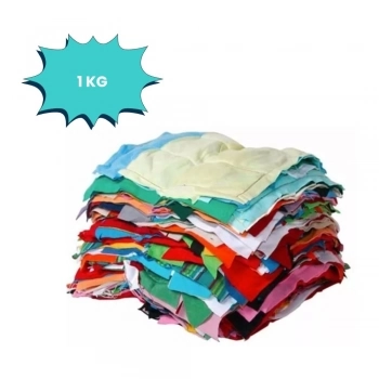 ESTOPA PANOS DE RETALHO EM MALHA COSTURADA COLORIDO  (PRIMEIRA LINHA) (CX 1 KG)